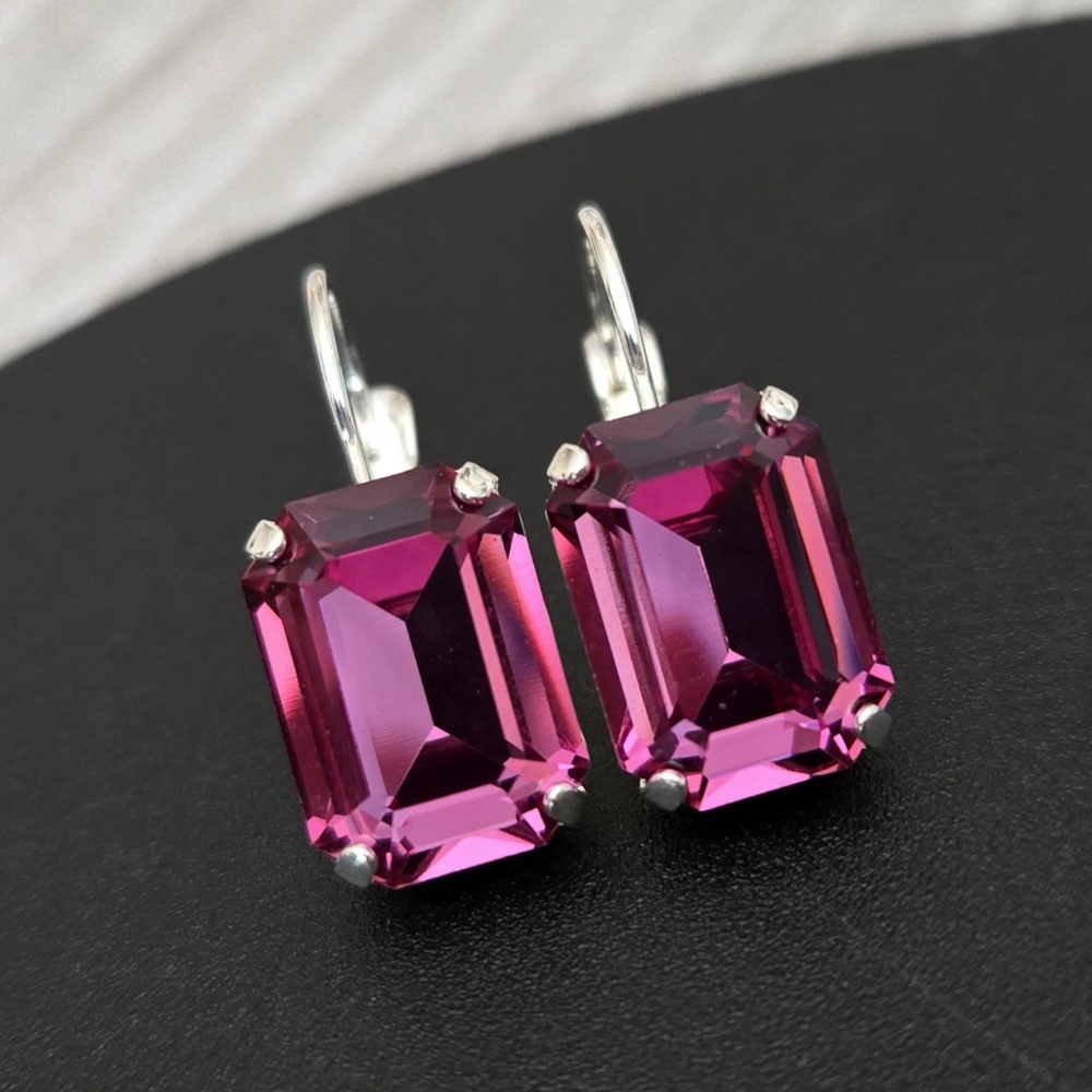 Austrian Crystal Earrings in Shiny Silver